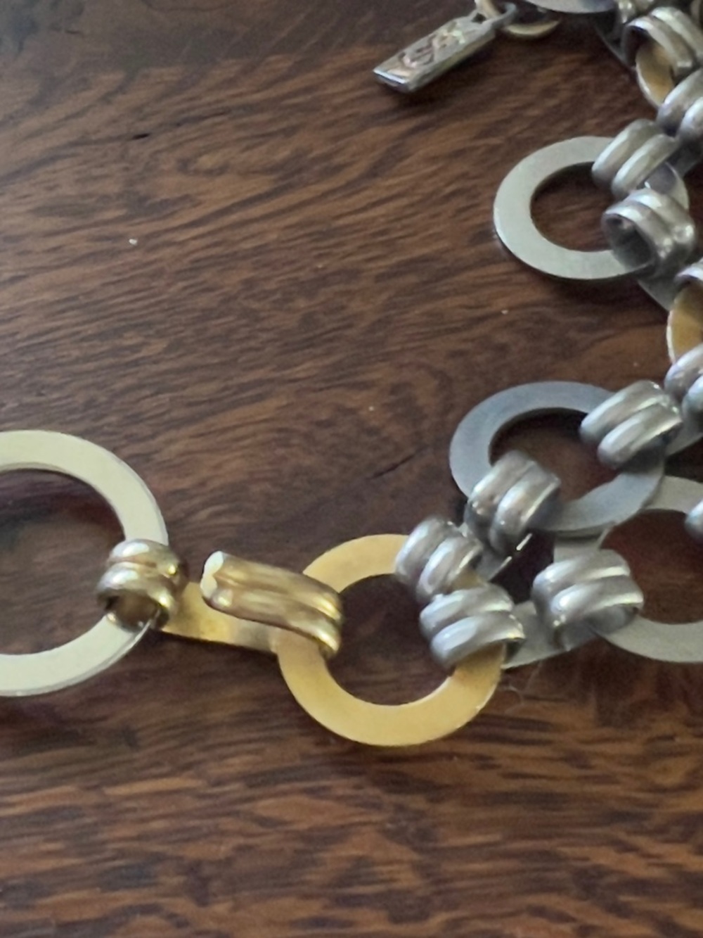 Vintage YSL Two tone Gold/Silver Interlocking Rings Metal Adjustable Belt - Picture 7 of 9
